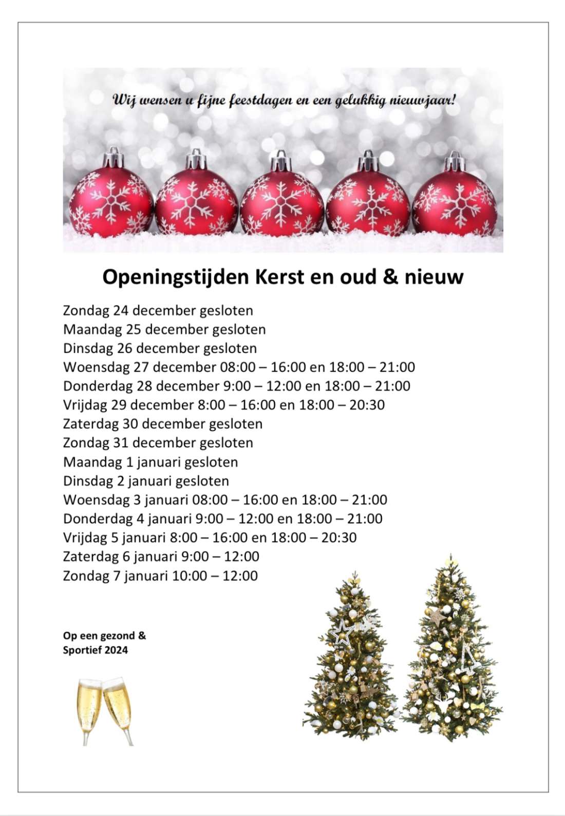 Kerst openingstijden